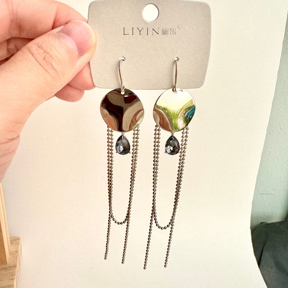 Champagne Gold Long Chain Dangle Earrings Teardrop Zircon(Mix & Match 2 for $15)